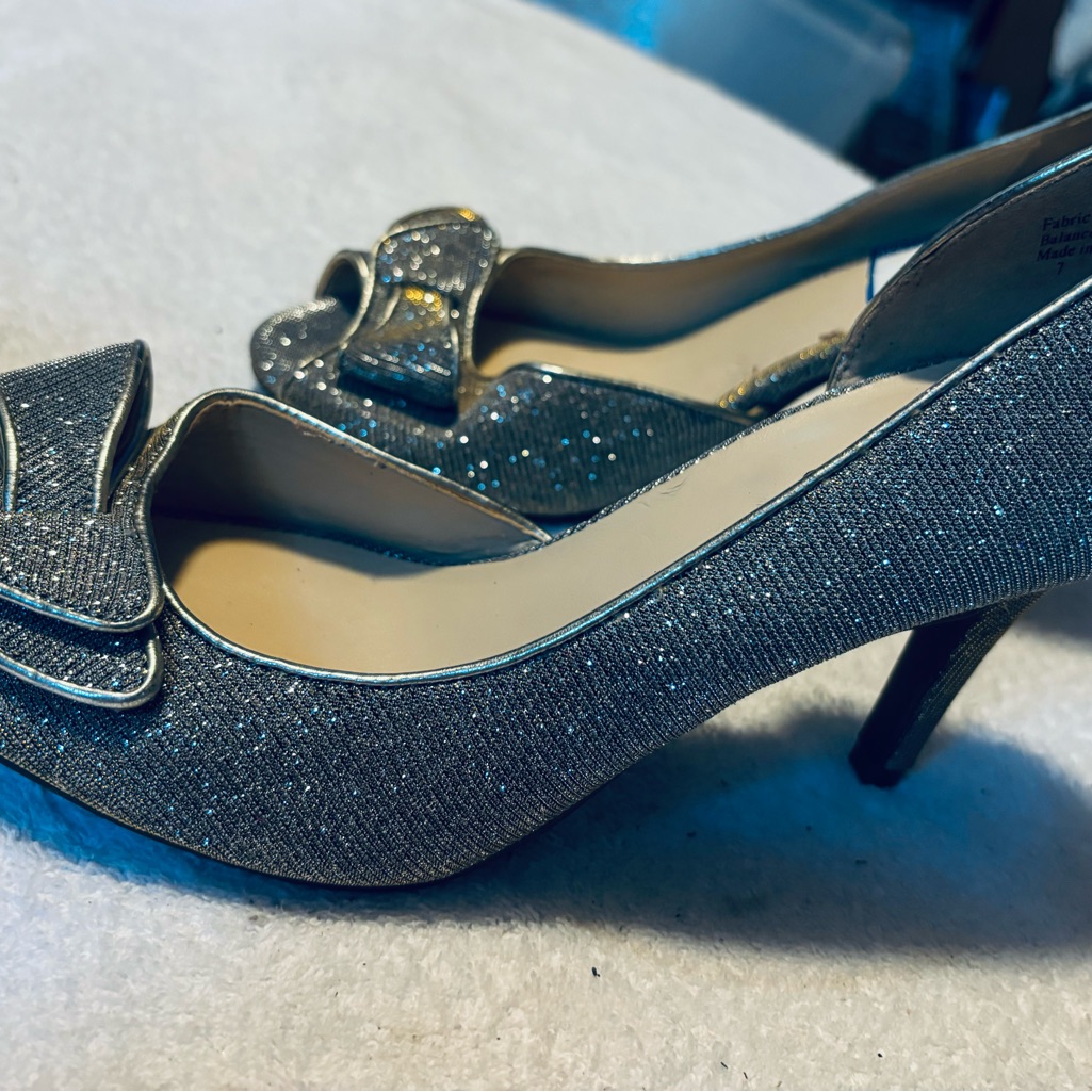 Brand New Sparkly Silver Heels By Katie  Kelly  Size 7  Box 73